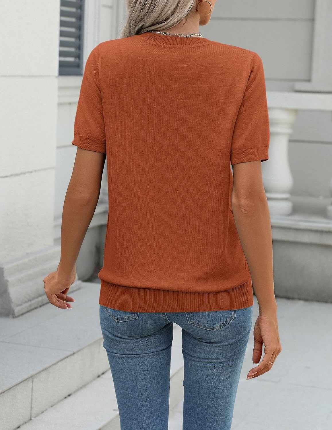 image:imageZeagoo Womens Tops Short Sleeve Sweater Crewneck Basic Fashion ClothingBrick Red