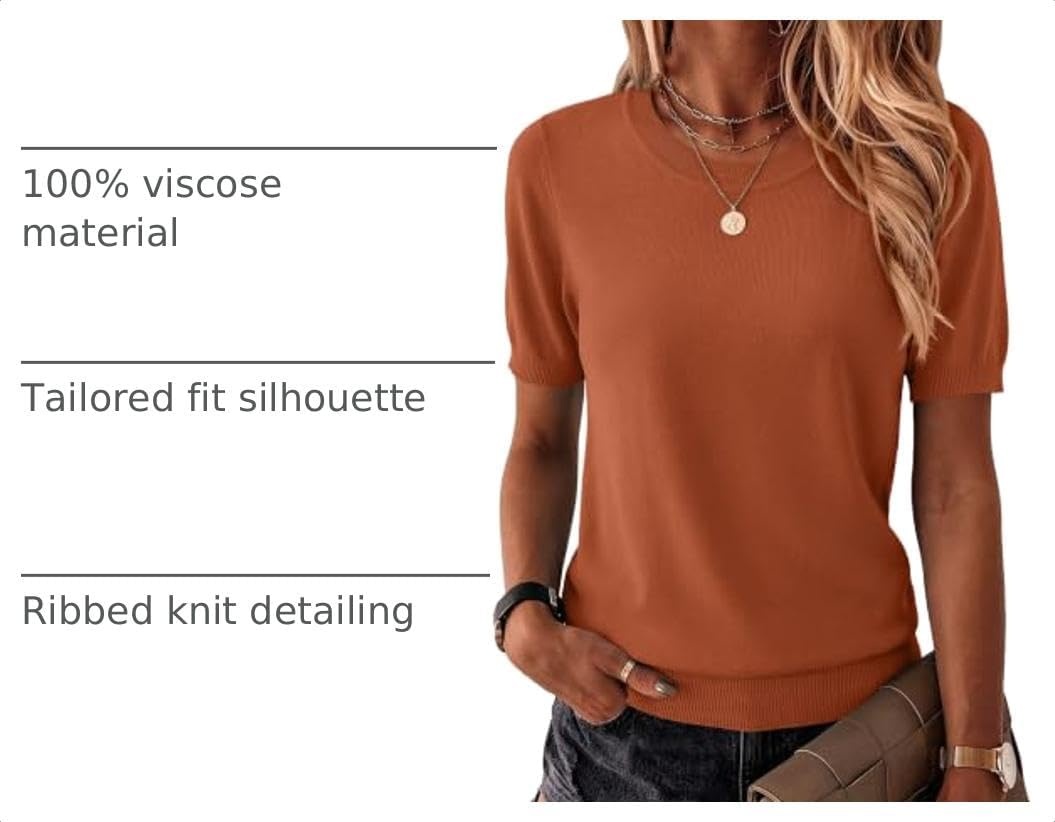 image:imageZeagoo Womens Tops Short Sleeve Sweater Crewneck Basic Fashion ClothingBrick Red