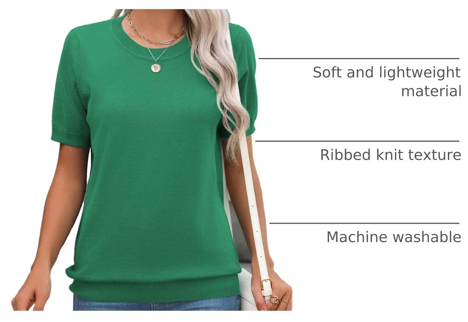 image:imageZeagoo Womens Tops Short Sleeve Sweater Crewneck Basic Fashion ClothingGreen