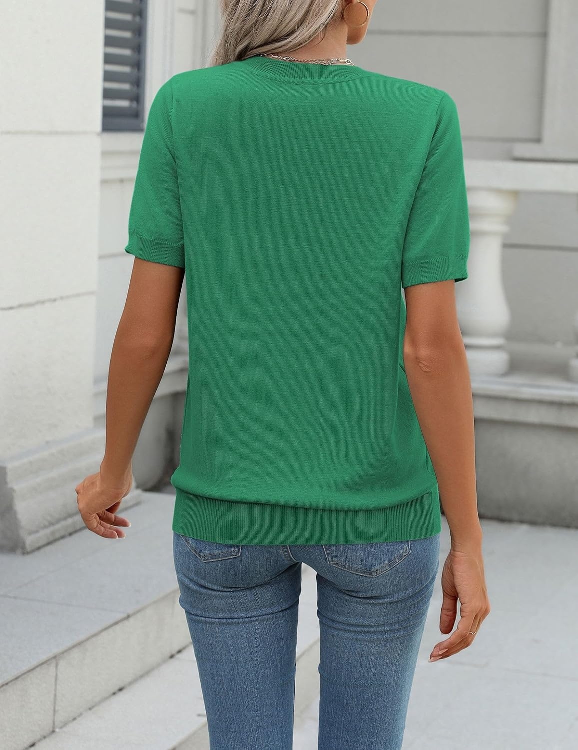 image:imageZeagoo Womens Tops Short Sleeve Sweater Crewneck Basic Fashion ClothingGreen