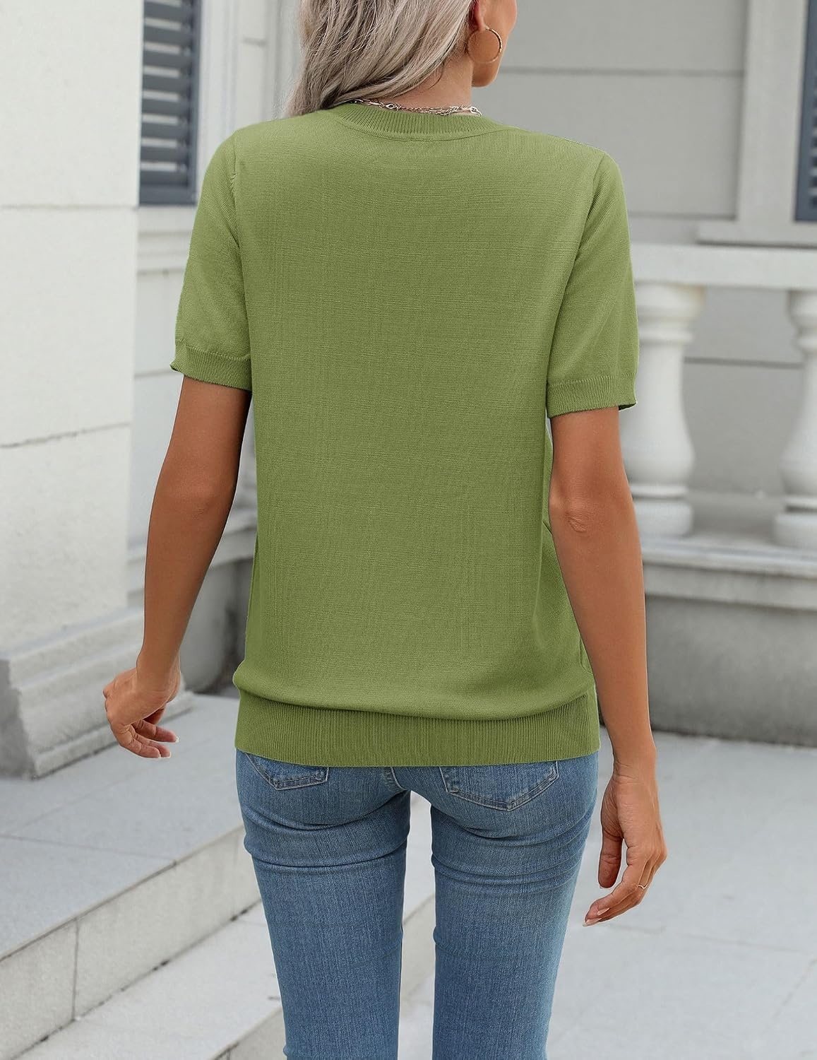 image:imageZeagoo Womens Tops Short Sleeve Sweater Crewneck Basic Fashion ClothingOlive