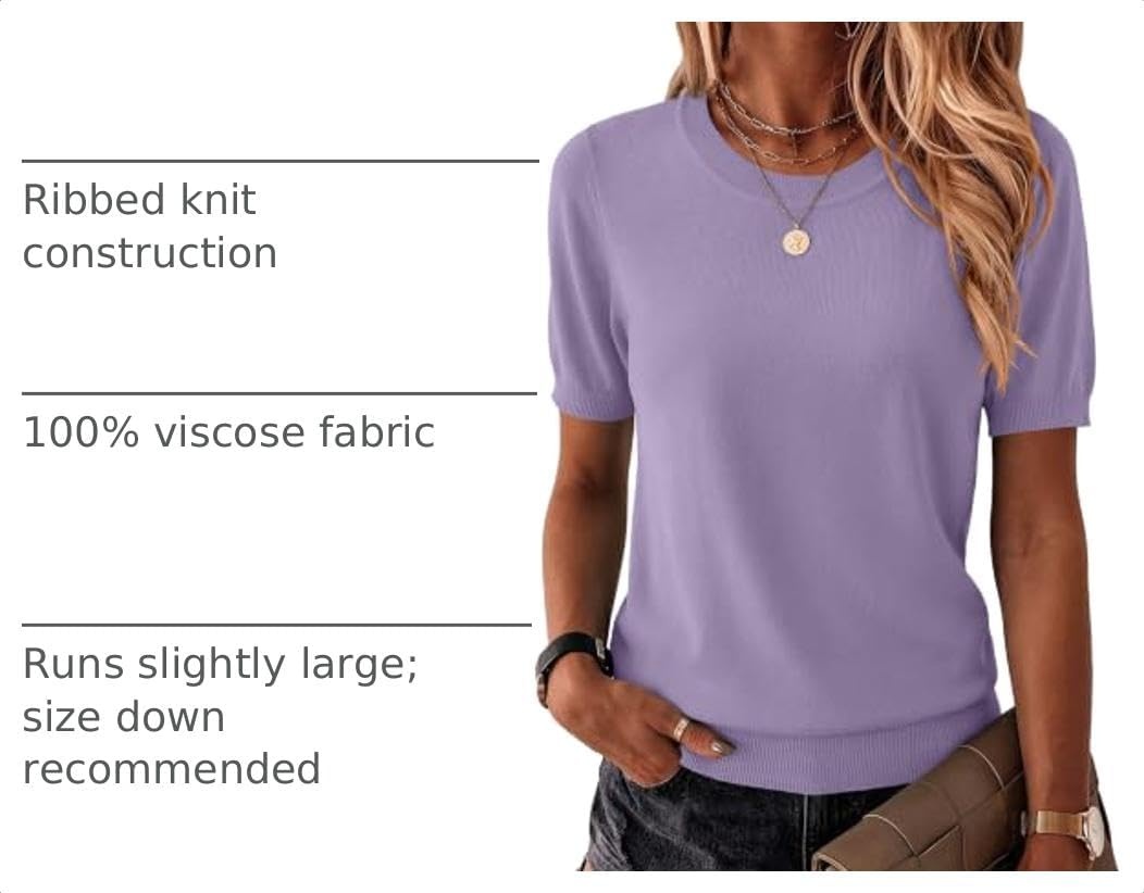 image:imageZeagoo Womens Tops Short Sleeve Sweater Crewneck Basic Fashion ClothingPurple