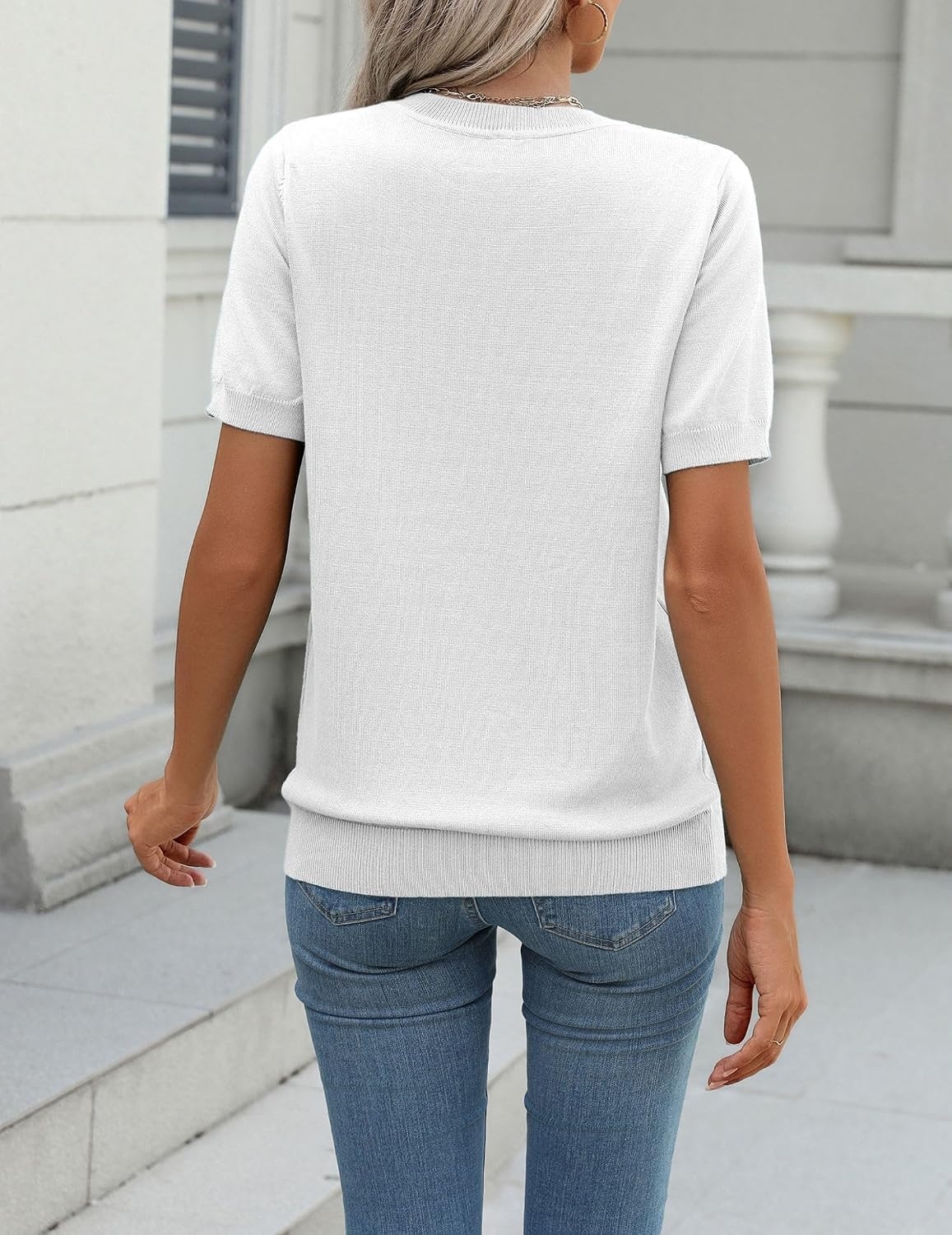 image:imageZeagoo Womens Tops Short Sleeve Sweater Crewneck Basic Fashion ClothingWhite