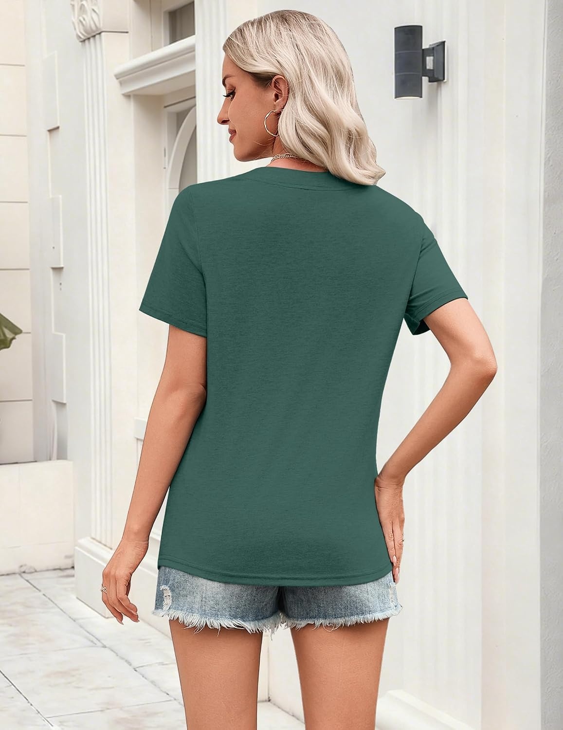 image:imageZeagoo Womens Tops Short Sleeve V Neck Tee Shirts Cute Dressy CasualBgreen