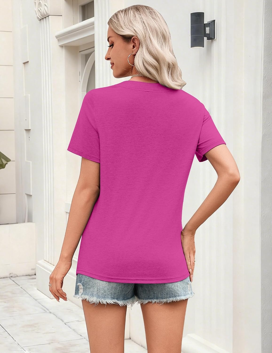 image:imageZeagoo Womens Tops Short Sleeve V Neck Tee Shirts Cute Dressy CasualBhot Pink