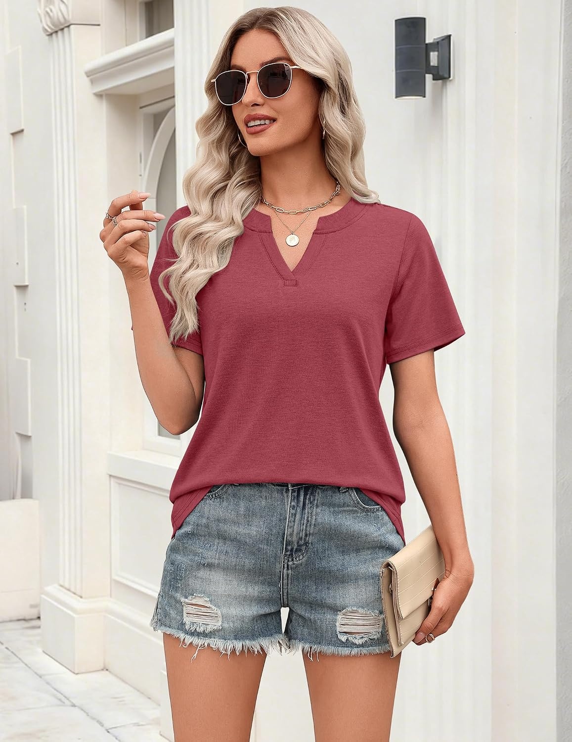 image:imageZeagoo Womens Tops Short Sleeve V Neck Tee Shirts Cute Dressy CasualBred