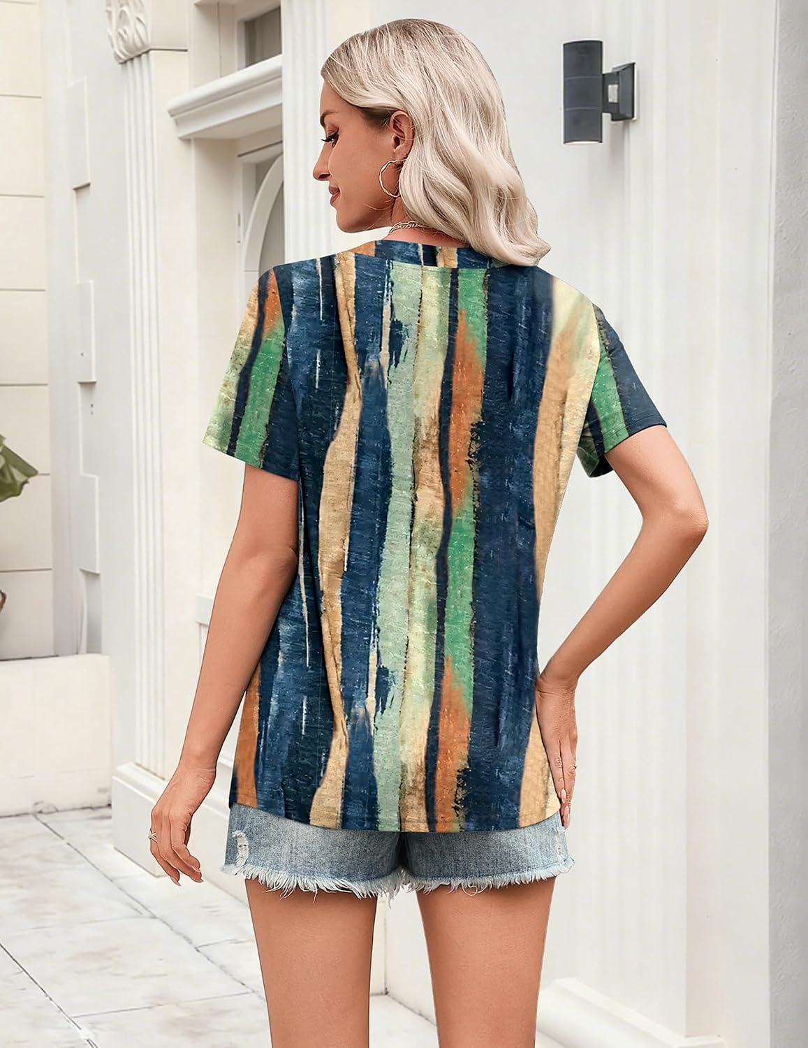 image:imageZeagoo Womens Tops Short Sleeve V Neck Tee Shirts Cute Dressy CasualMulticolorcx289