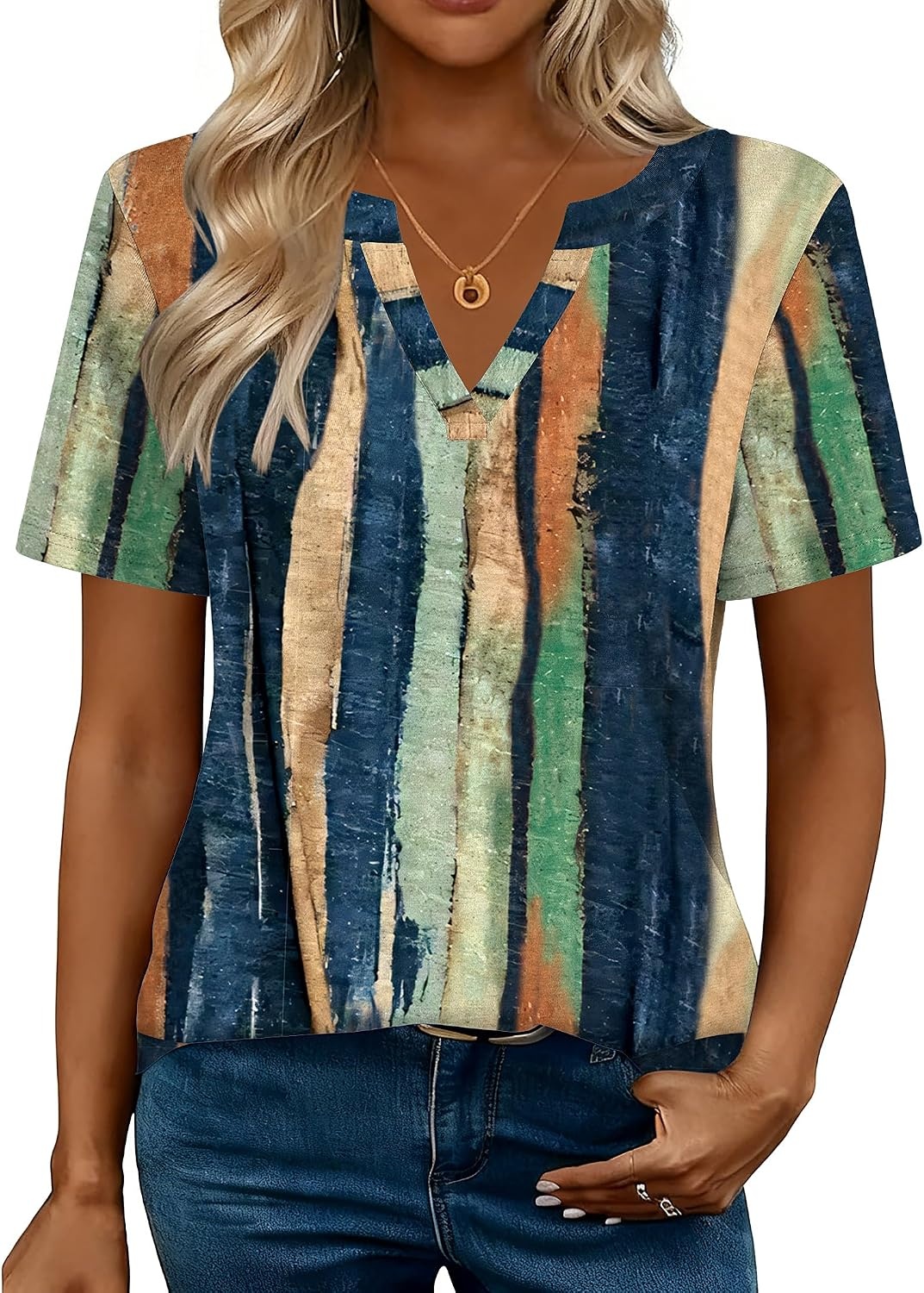 image:imageZeagoo Womens Tops Short Sleeve V Neck Tee Shirts Cute Dressy CasualMulticolorcx289
