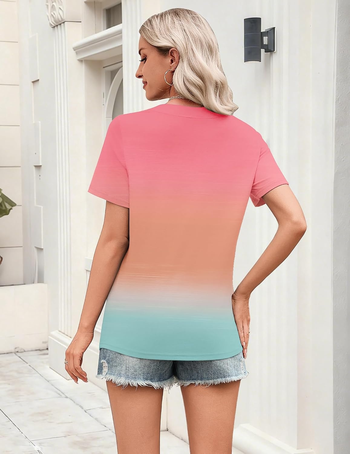 image:imageZeagoo Womens Tops Short Sleeve V Neck Tee Shirts Cute Dressy CasualPink Jb218