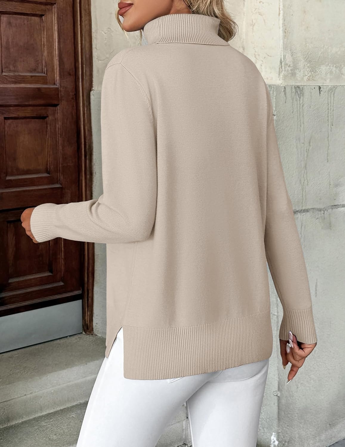 image:imageZeagoo Womens Turtleneck Sweater Long Sleeve Casual Knit Pullover Top 2026Apricot