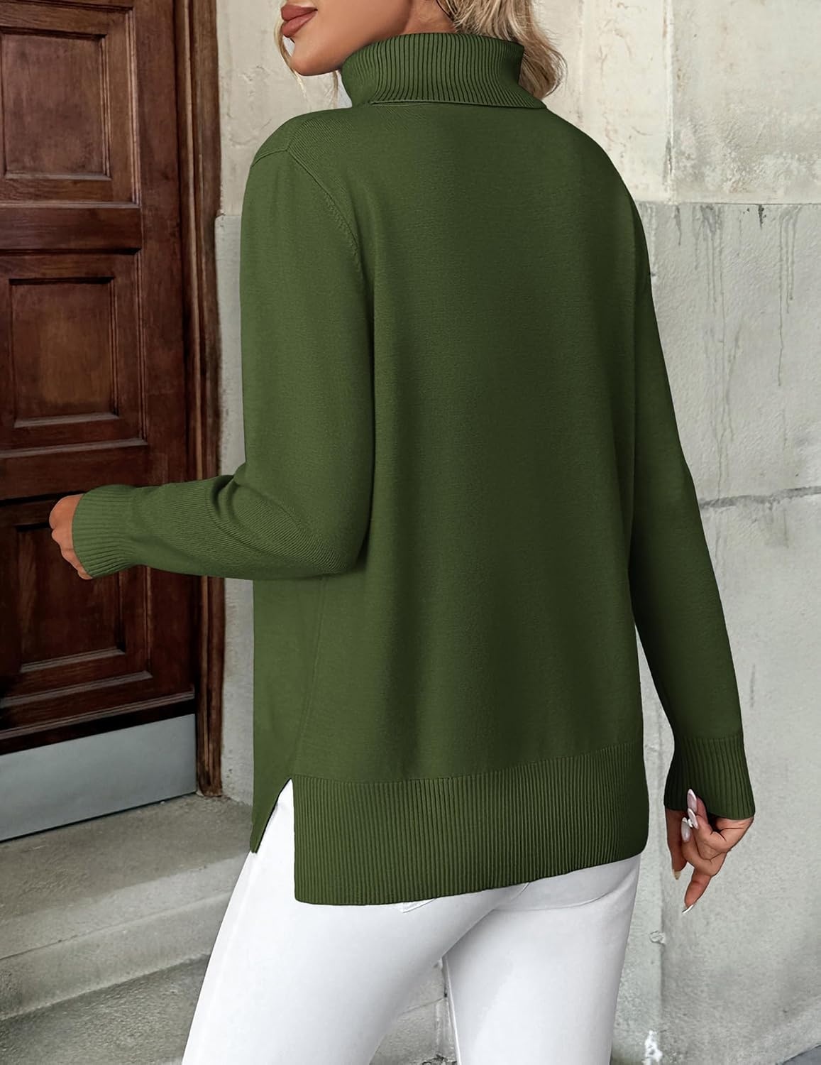 image:imageZeagoo Womens Turtleneck Sweater Long Sleeve Casual Knit Pullover Top 2026Army Green