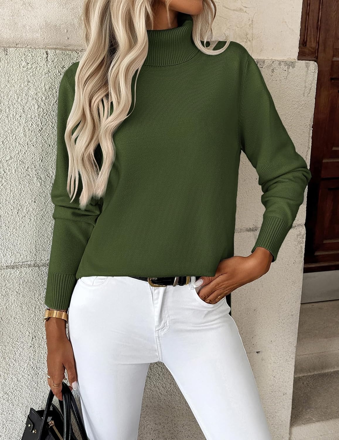 image:imageZeagoo Womens Turtleneck Sweater Long Sleeve Casual Knit Pullover Top 2026Army Green