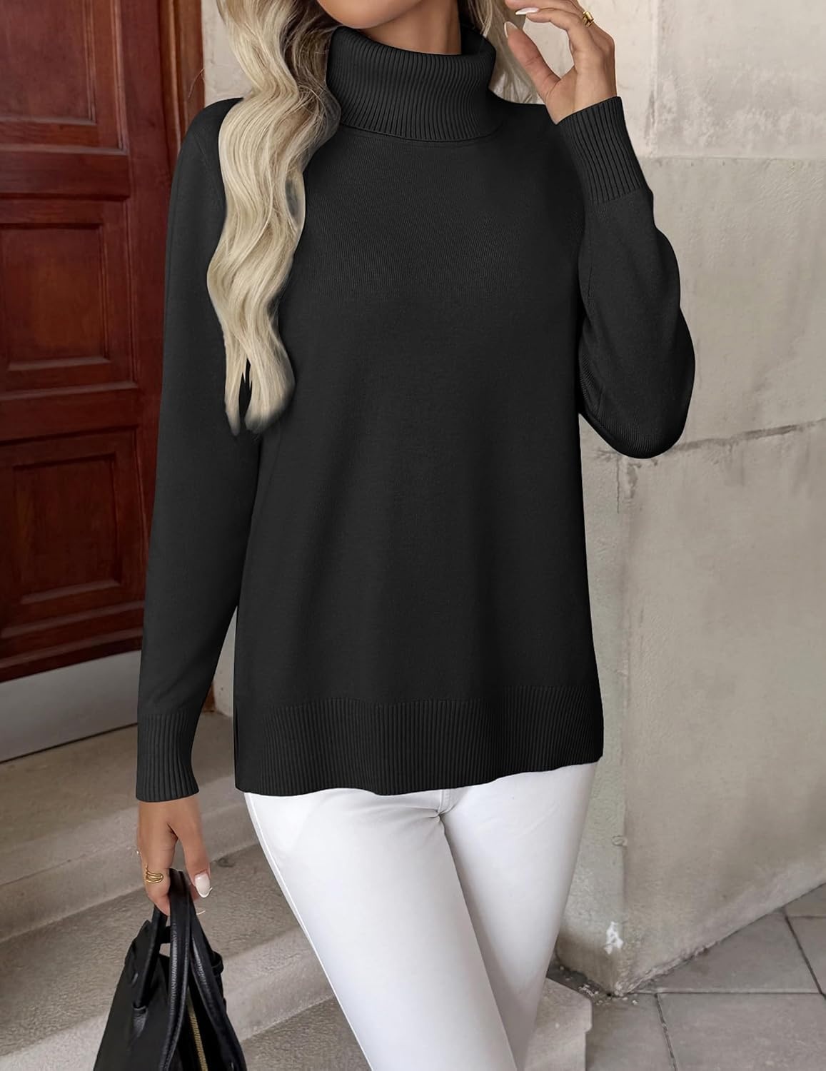 image:imageZeagoo Womens Turtleneck Sweater Long Sleeve Casual Knit Pullover Top 2026Black