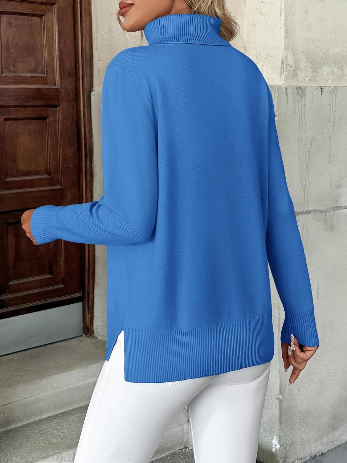 image:imageZeagoo Womens Turtleneck Sweater Long Sleeve Casual Knit Pullover Top 2026Bright Blue