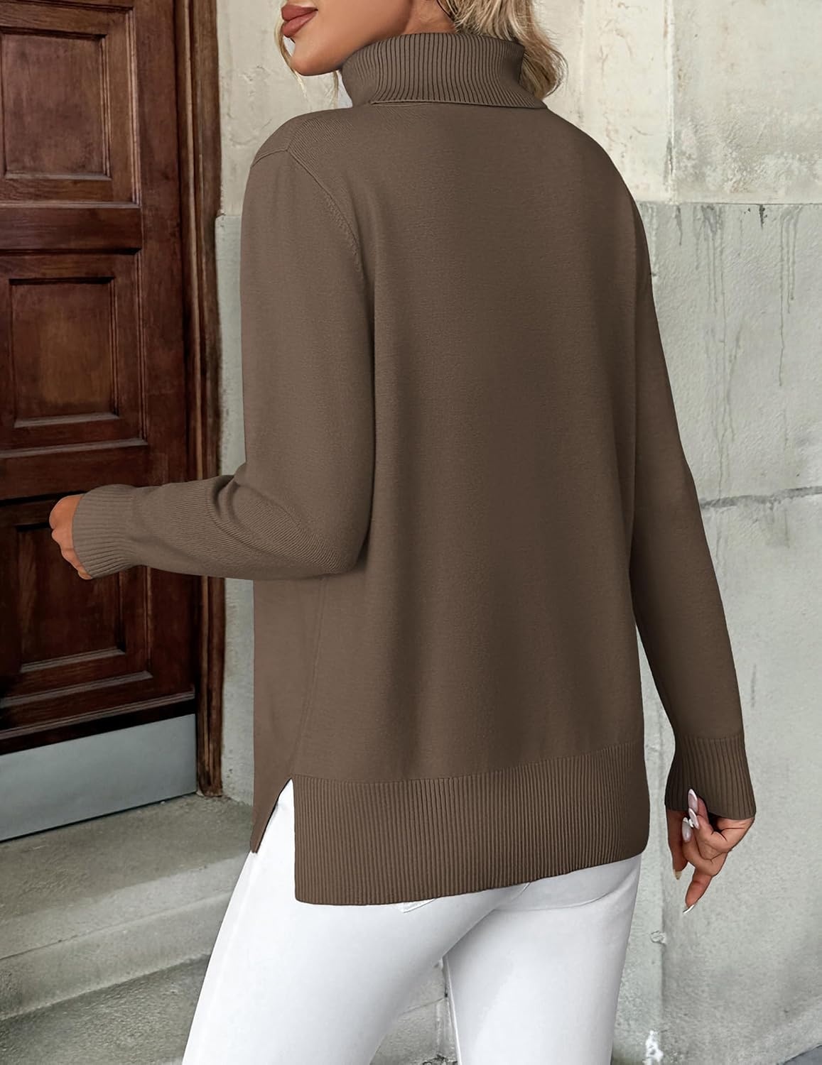 image:imageZeagoo Womens Turtleneck Sweater Long Sleeve Casual Knit Pullover Top 2026Brown