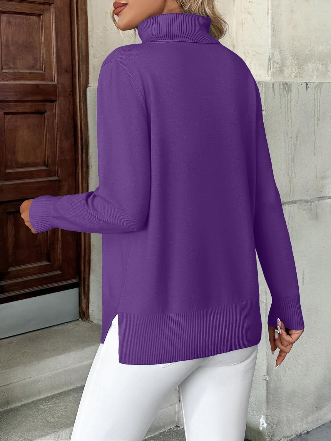 image:imageZeagoo Womens Turtleneck Sweater Long Sleeve Casual Knit Pullover Top 2026Dark Purple