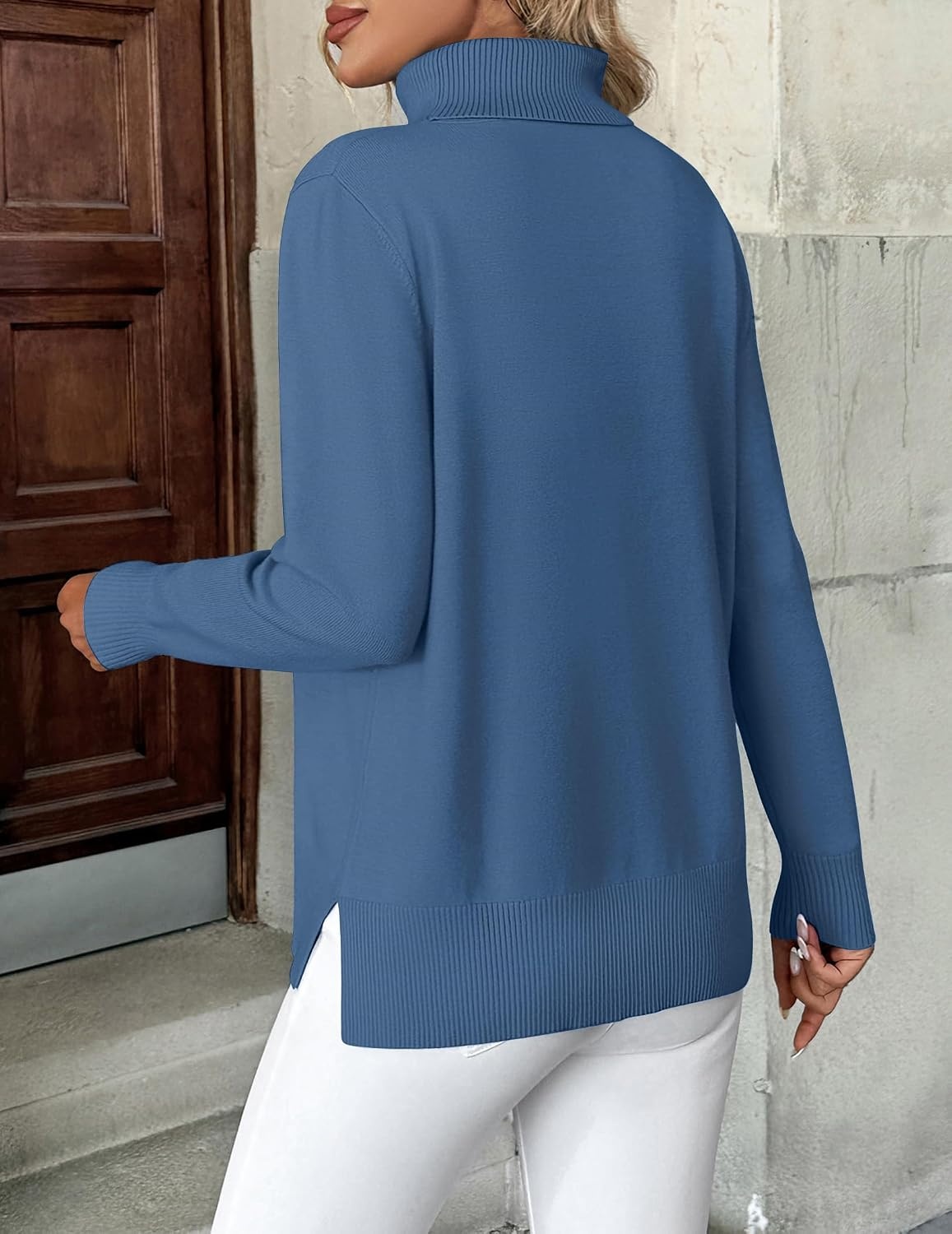 image:imageZeagoo Womens Turtleneck Sweater Long Sleeve Casual Knit Pullover Top 2026Deep Blue