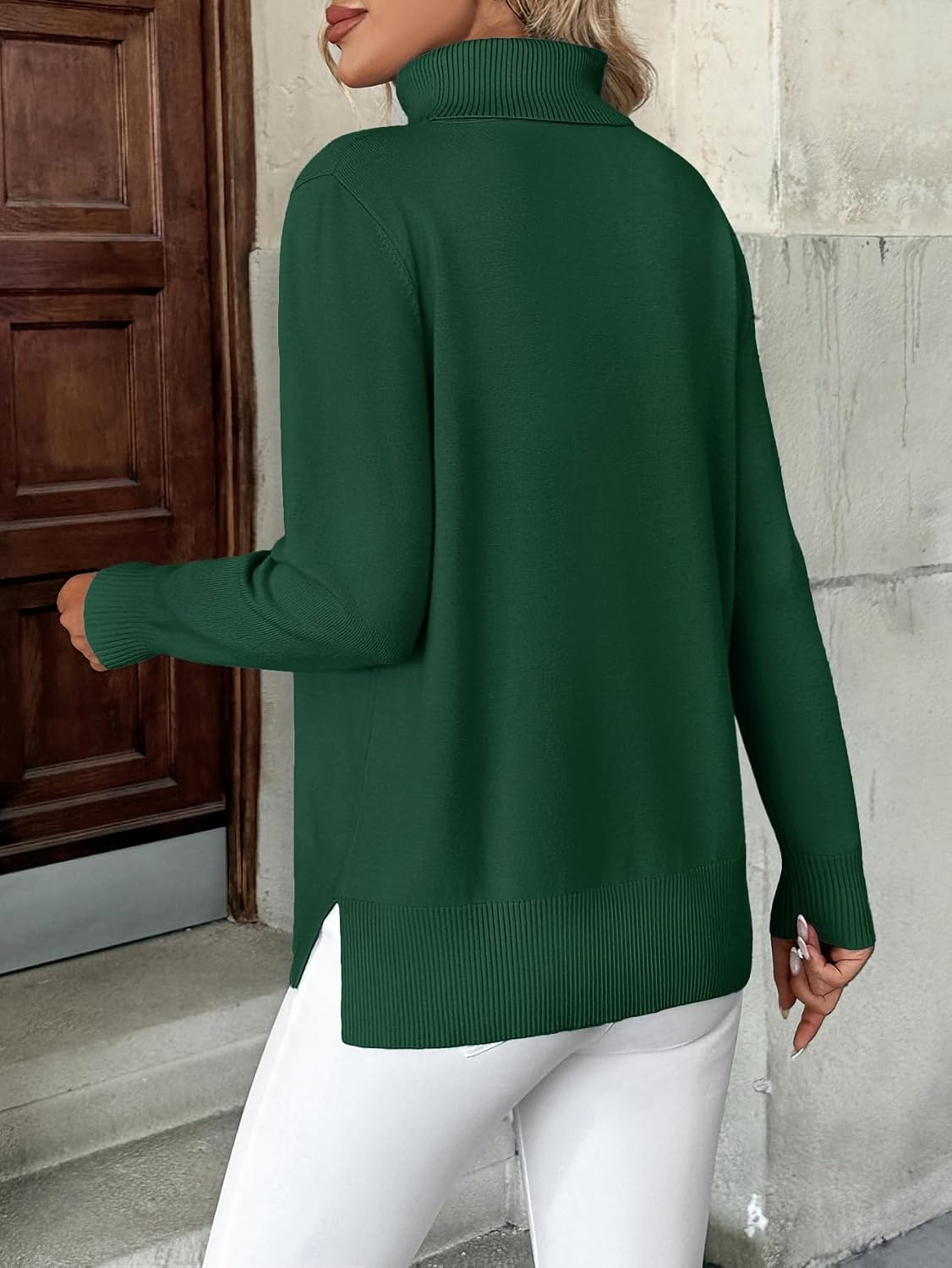 image:imageZeagoo Womens Turtleneck Sweater Long Sleeve Casual Knit Pullover Top 2026Green