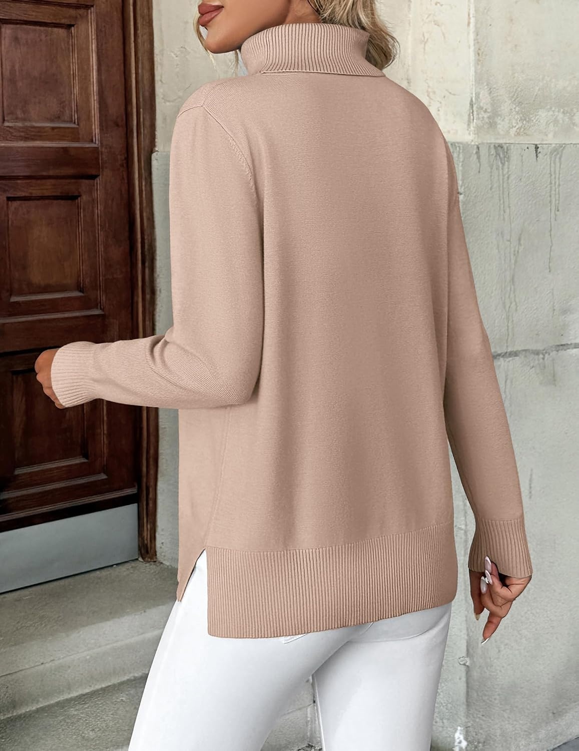 image:imageZeagoo Womens Turtleneck Sweater Long Sleeve Casual Knit Pullover Top 2026Khaki