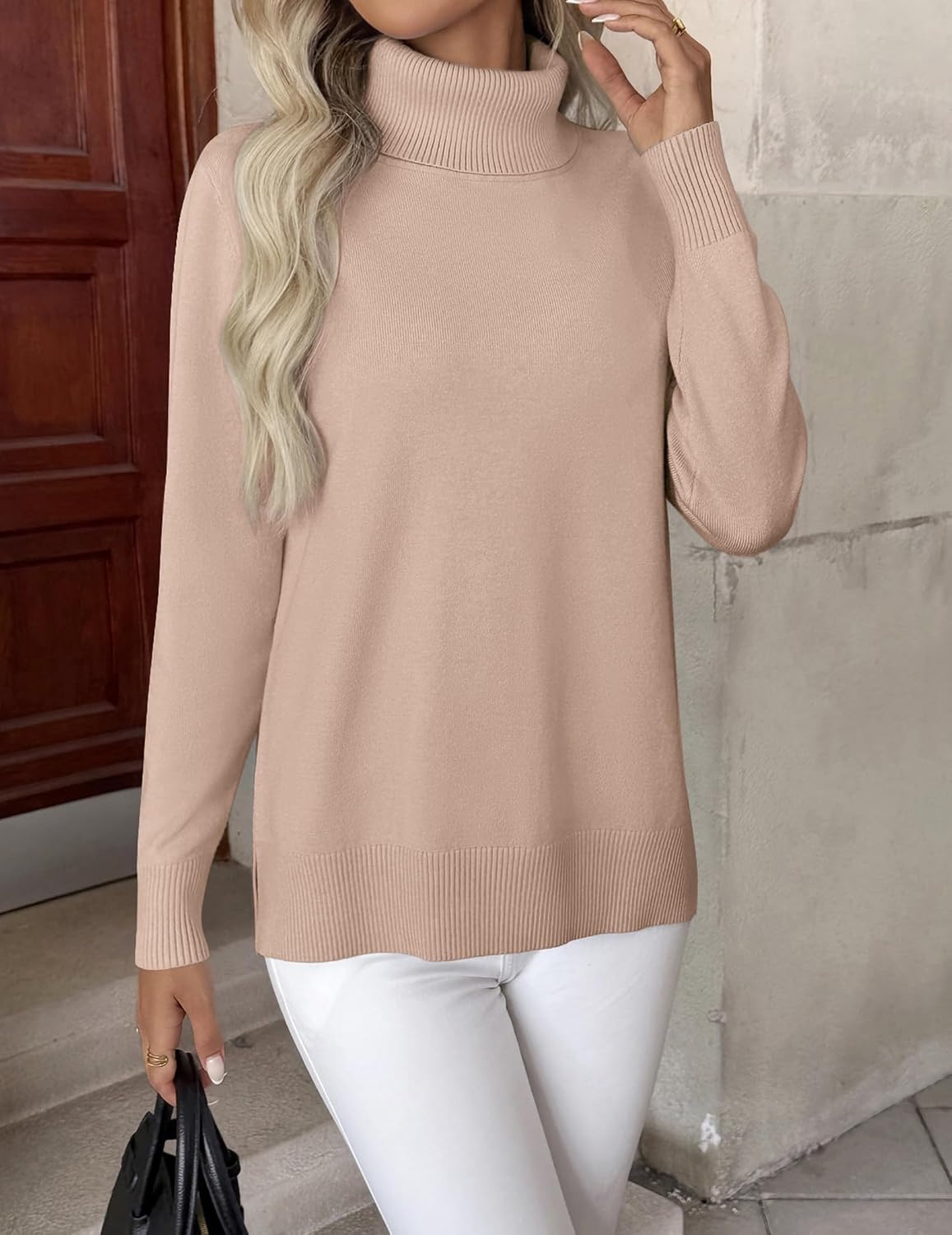image:imageZeagoo Womens Turtleneck Sweater Long Sleeve Casual Knit Pullover Top 2026Khaki