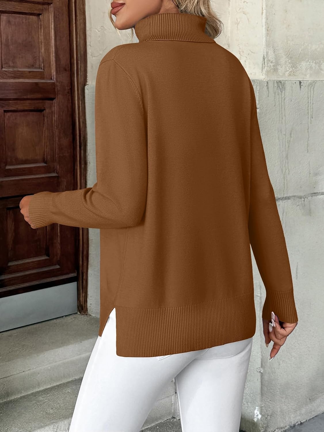 image:imageZeagoo Womens Turtleneck Sweater Long Sleeve Casual Knit Pullover Top 2026Light Brown