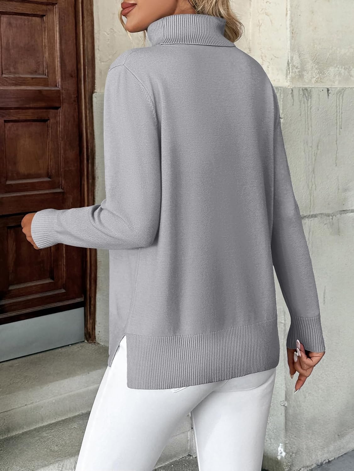 image:imageZeagoo Womens Turtleneck Sweater Long Sleeve Casual Knit Pullover Top 2026Light Grey