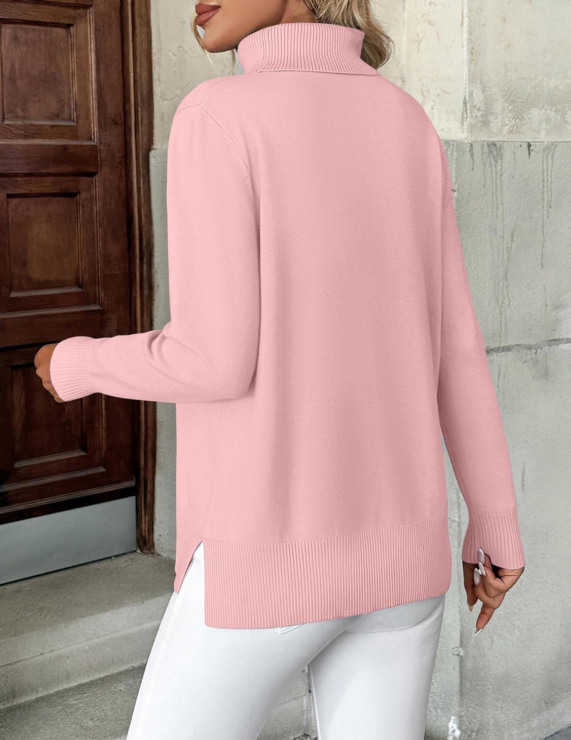image:imageZeagoo Womens Turtleneck Sweater Long Sleeve Casual Knit Pullover Top 2026Light Pink