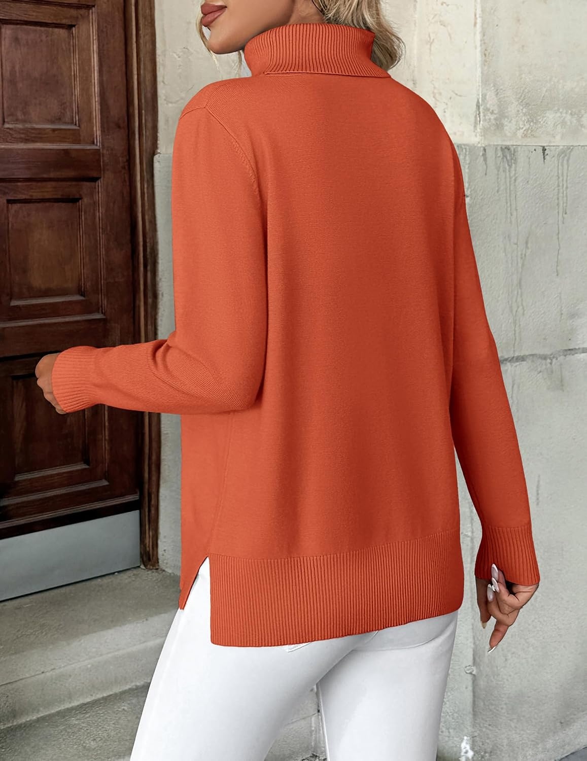 image:imageZeagoo Womens Turtleneck Sweater Long Sleeve Casual Knit Pullover Top 2026Orange