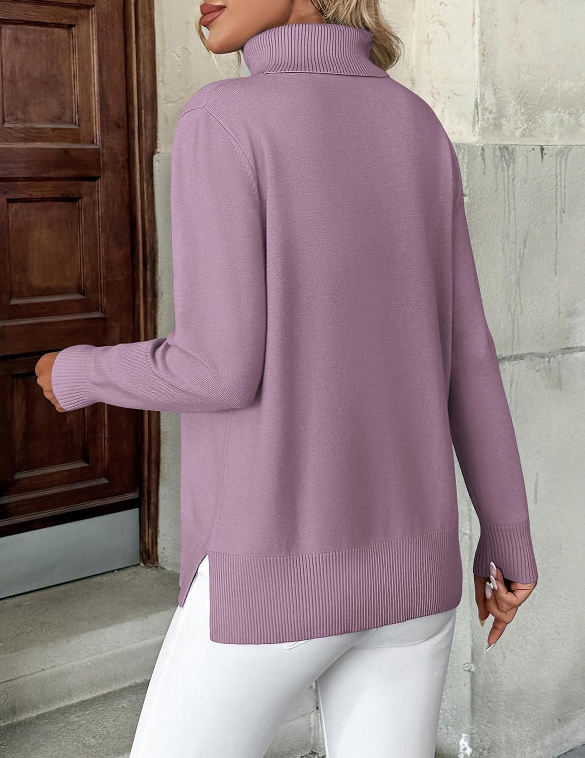 image:imageZeagoo Womens Turtleneck Sweater Long Sleeve Casual Knit Pullover Top 2026Purple