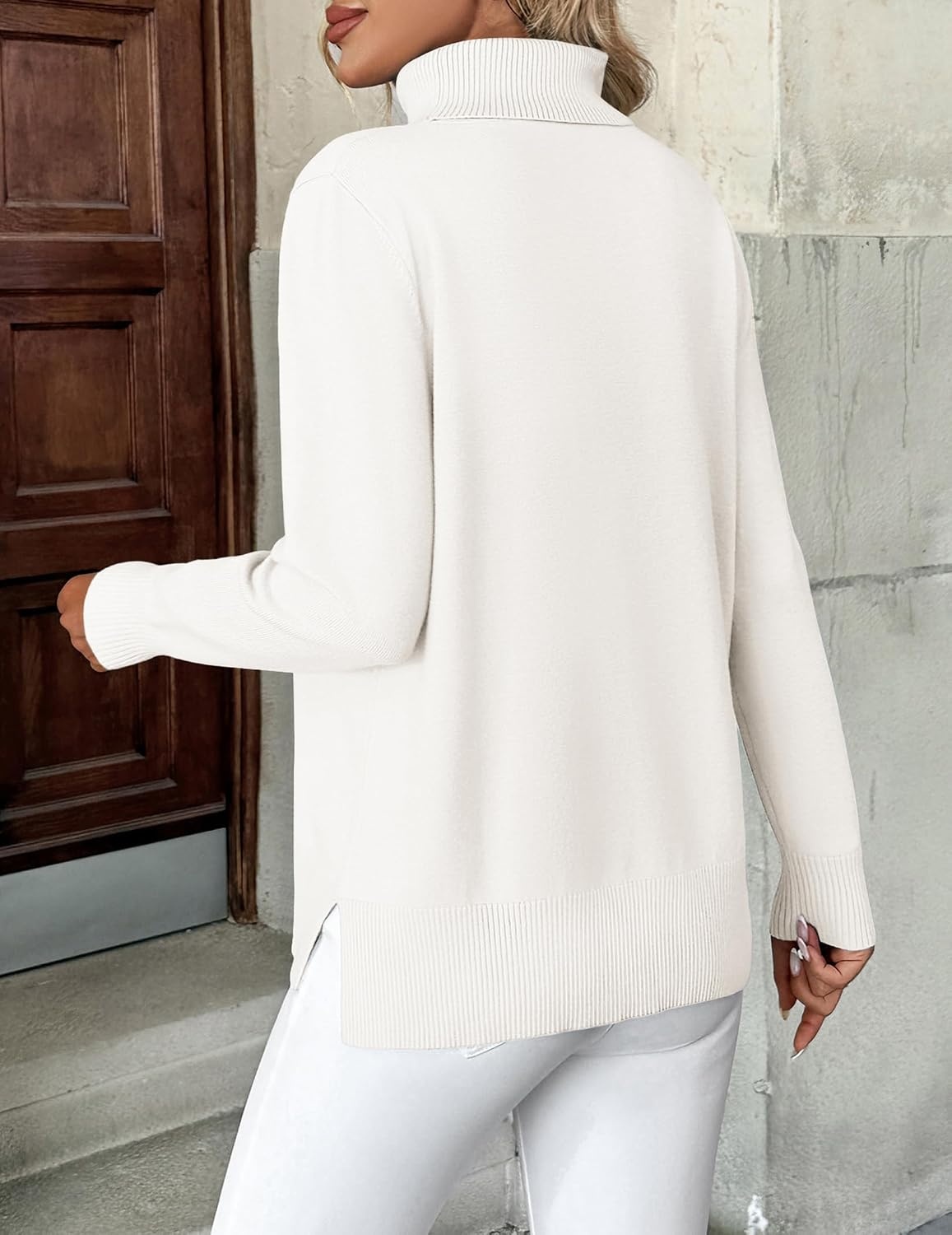 image:imageZeagoo Womens Turtleneck Sweater Long Sleeve Casual Knit Pullover Top 2026White