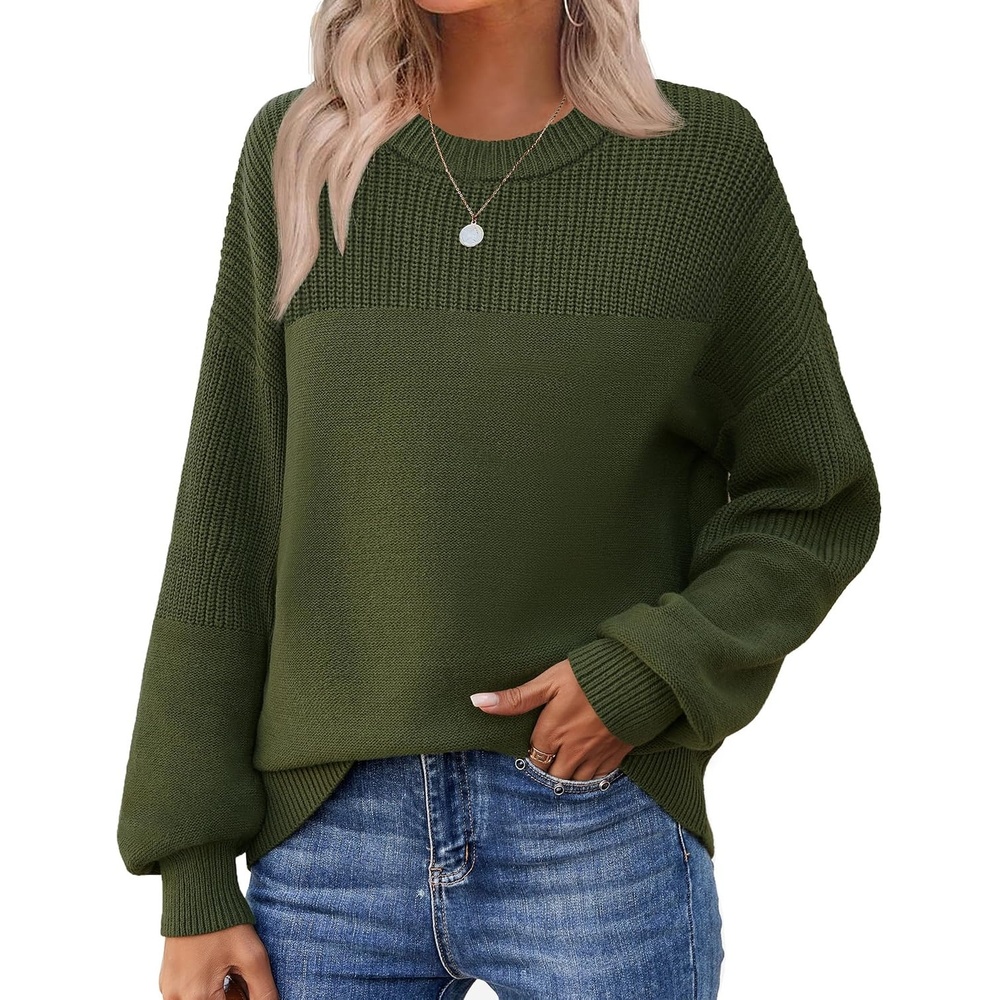 image:imageZeagoo Sweaters for Women Cotton Loose Fit Chunky Knit Casual Fall OutfitsArmy Green