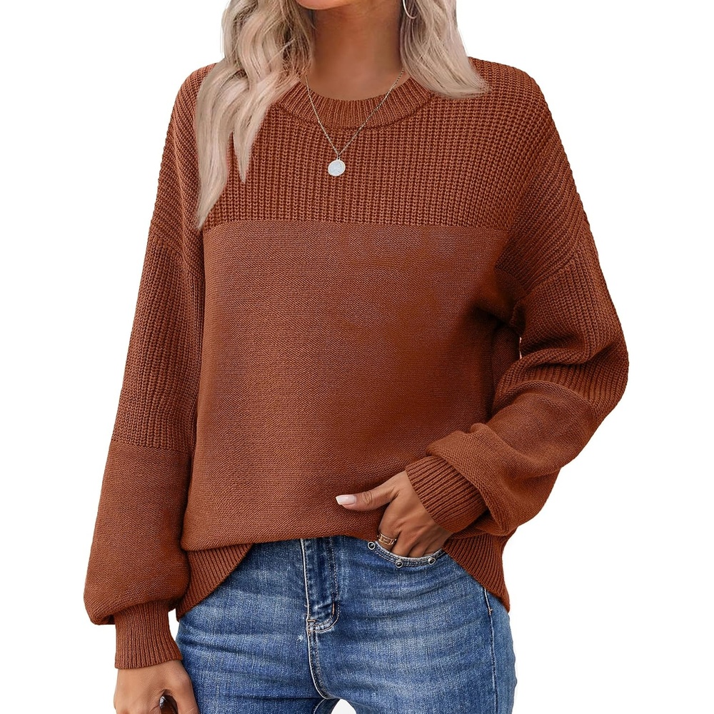 image:imageZeagoo Sweaters for Women Cotton Loose Fit Chunky Knit Casual Fall OutfitsCaramel