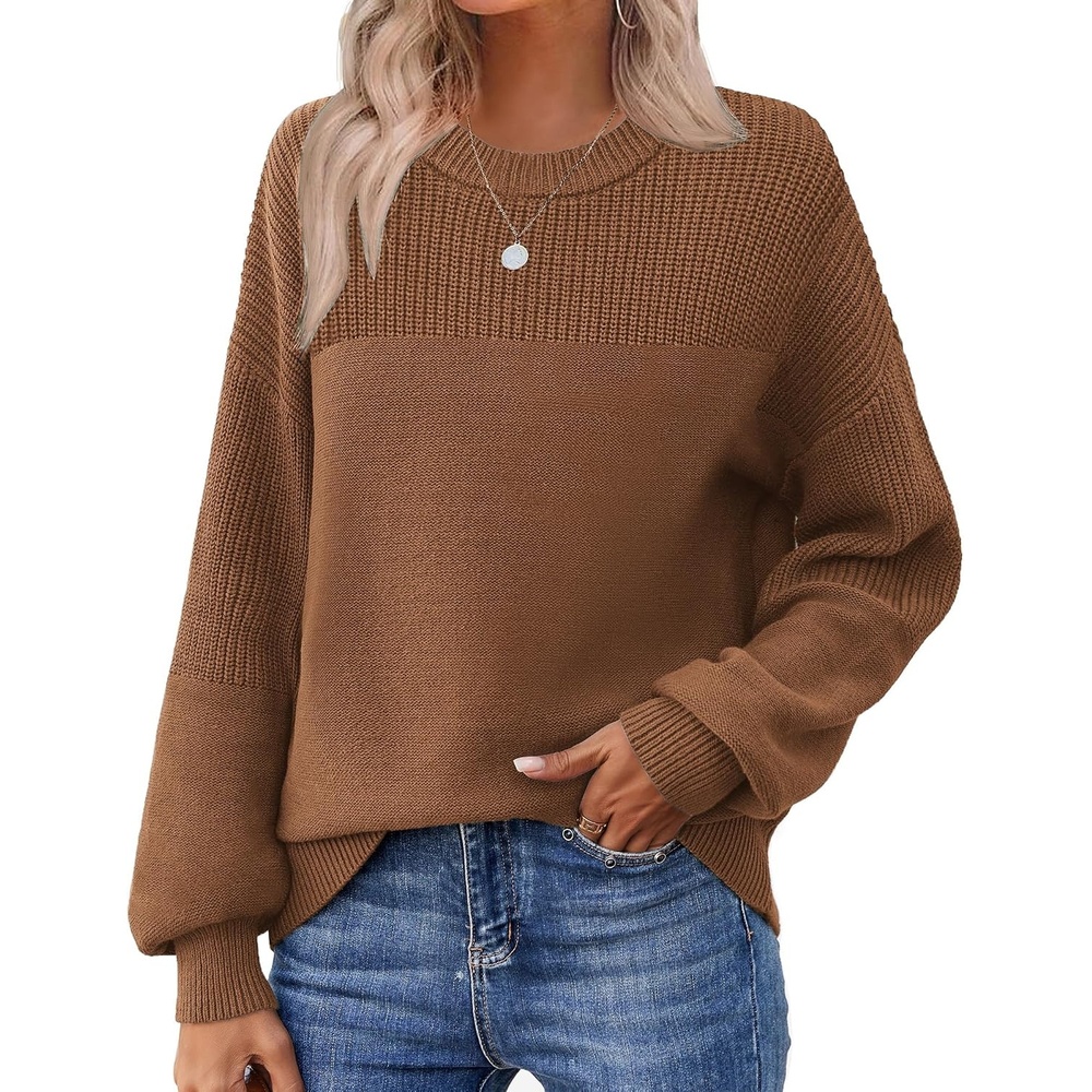image:imageZeagoo Sweaters for Women Cotton Loose Fit Chunky Knit Casual Fall OutfitsLight Brown