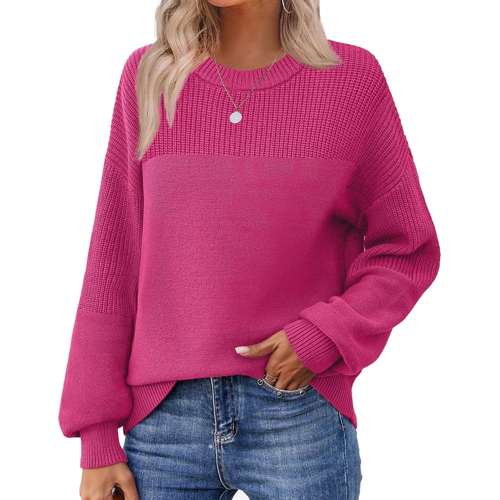 image:imageZeagoo Sweaters for Women Cotton Loose Fit Chunky Knit Casual Fall OutfitsRose