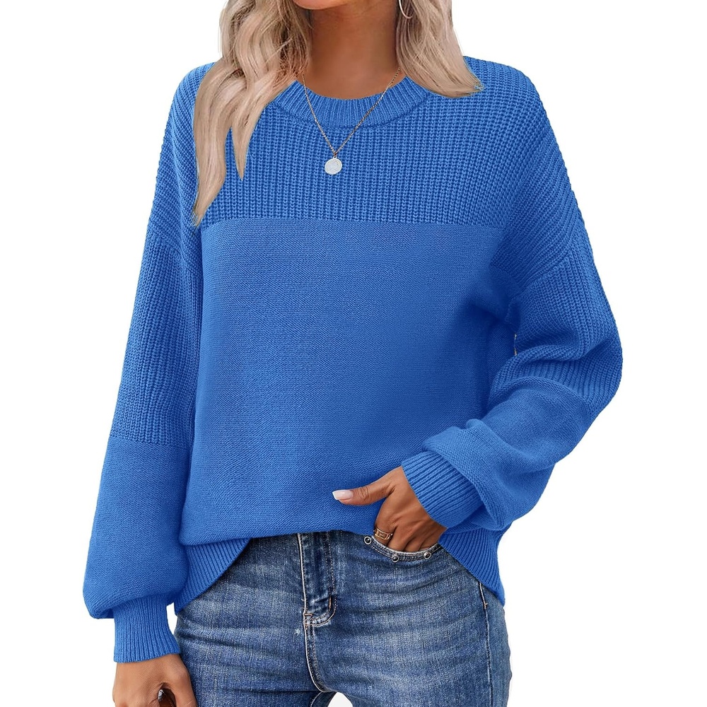image:imageZeagoo Sweaters for Women Cotton Loose Fit Chunky Knit Casual Fall OutfitsSky Blue