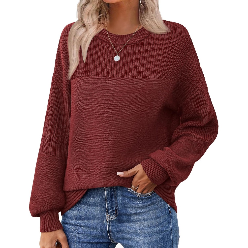 image:imageZeagoo Sweaters for Women Cotton Loose Fit Chunky Knit Casual Fall OutfitsWine Red