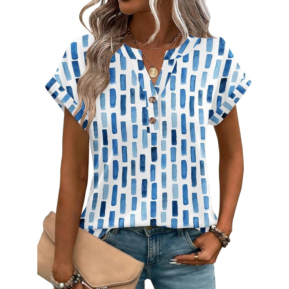 image:imageZeagoo Women Tops Short Sleeve T Shirts V Neck Dressy Casual Work BlousesCx329blue