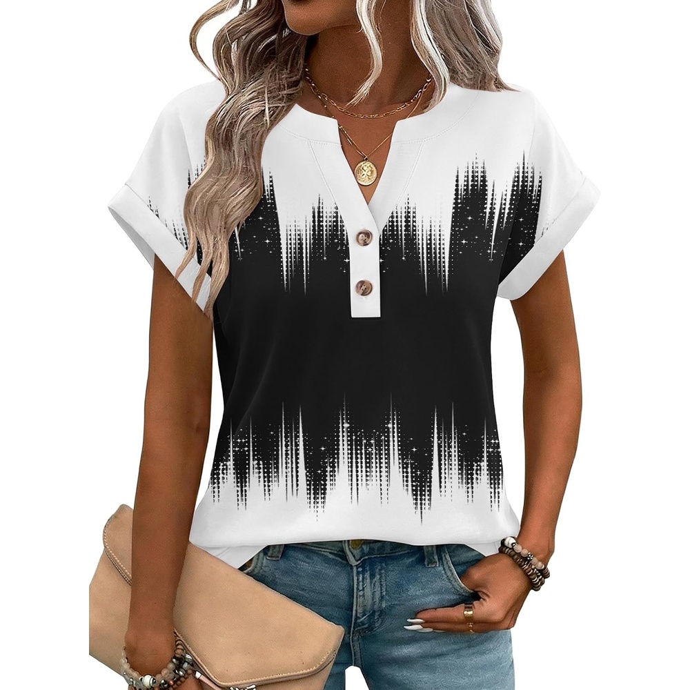 image:imageZeagoo Women Tops Short Sleeve T Shirts V Neck Dressy Casual Work BlousesJb204black White