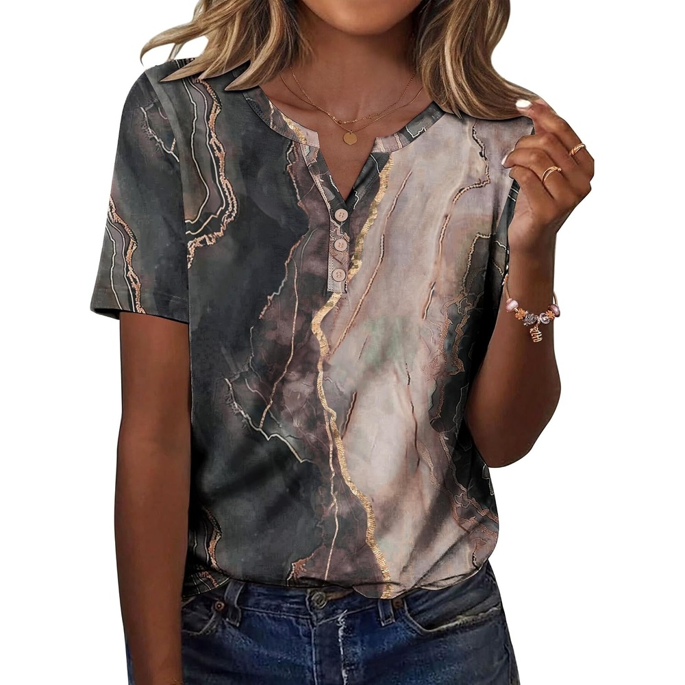 image:imageZeagoo Womens Summer Tops Casual Short Sleeve V Neck T Shirts Dressy BlouseMulticolor 278