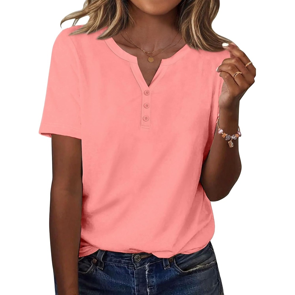 image:imageZeagoo Womens Summer Tops Casual Short Sleeve V Neck T Shirts Dressy BlousePink