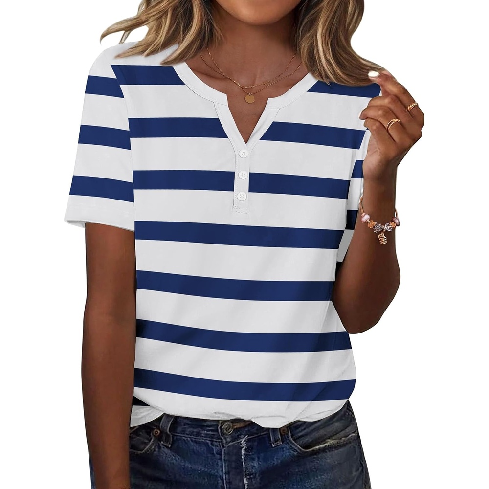 image:imageZeagoo Womens Summer Tops Casual Short Sleeve V Neck T Shirts Dressy BlouseTz290