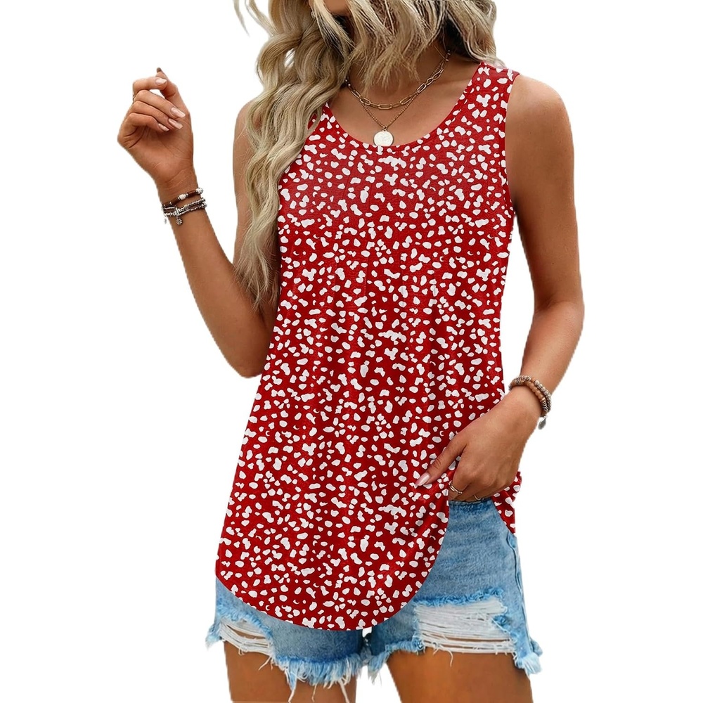image:imageZeagoo Womens Tank Tops Sleeveless Pleated Crew Neck Summer Tunic Tops Dressy Loose Fit Business Casual Blouses 2026Jh590
