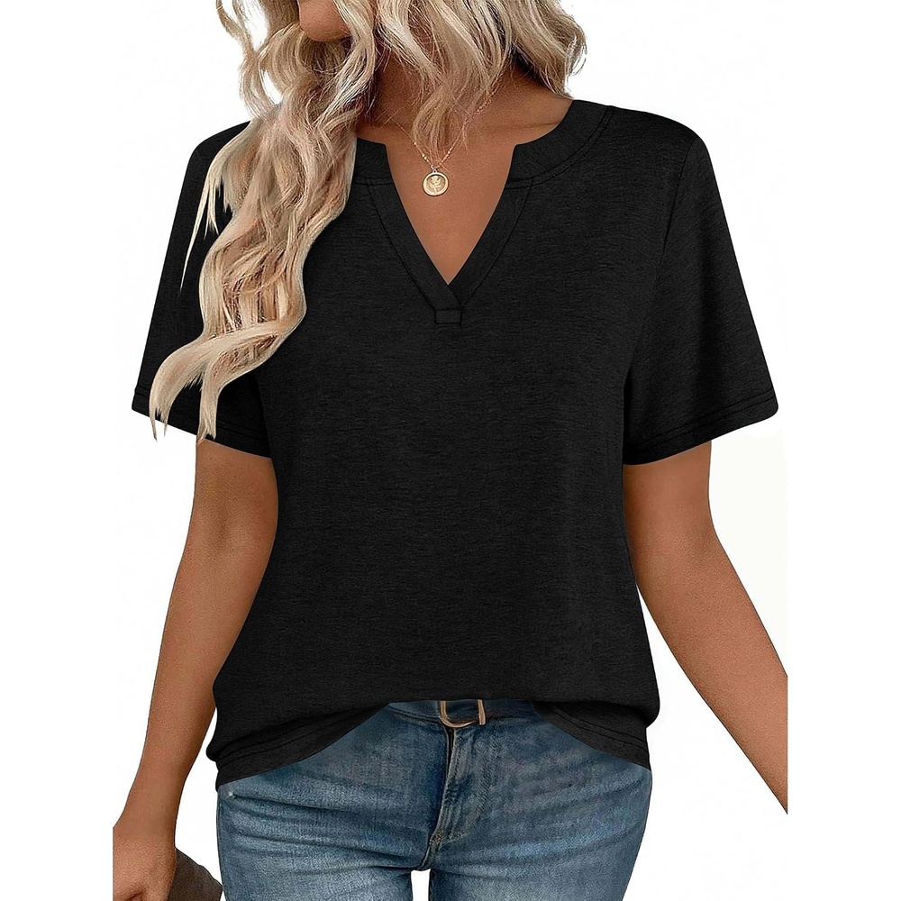 image:imageZeagoo Womens Tops Short Sleeve V Neck Tee Shirts Cute Dressy CasualBblack