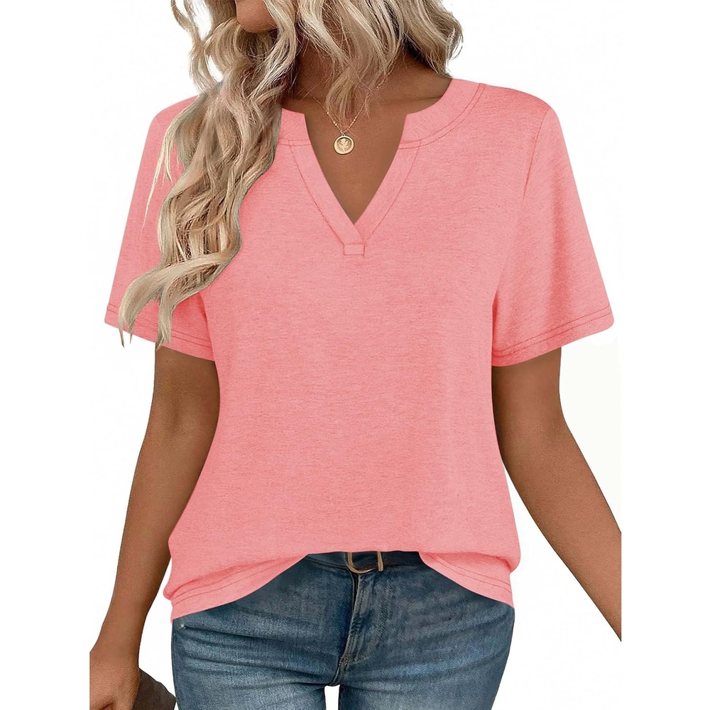 image:imageZeagoo Womens Tops Short Sleeve V Neck Tee Shirts Cute Dressy CasualBcoral