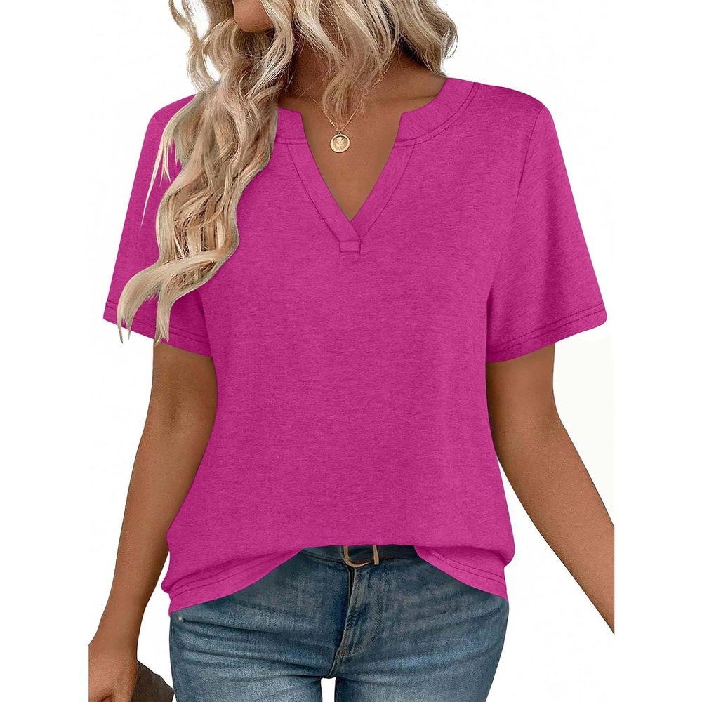 image:imageZeagoo Womens Tops Short Sleeve V Neck Tee Shirts Cute Dressy CasualBhot Pink