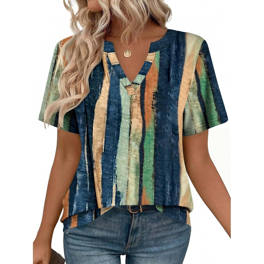 image:imageZeagoo Womens Tops Short Sleeve V Neck Tee Shirts Cute Dressy CasualMulticolorcx289