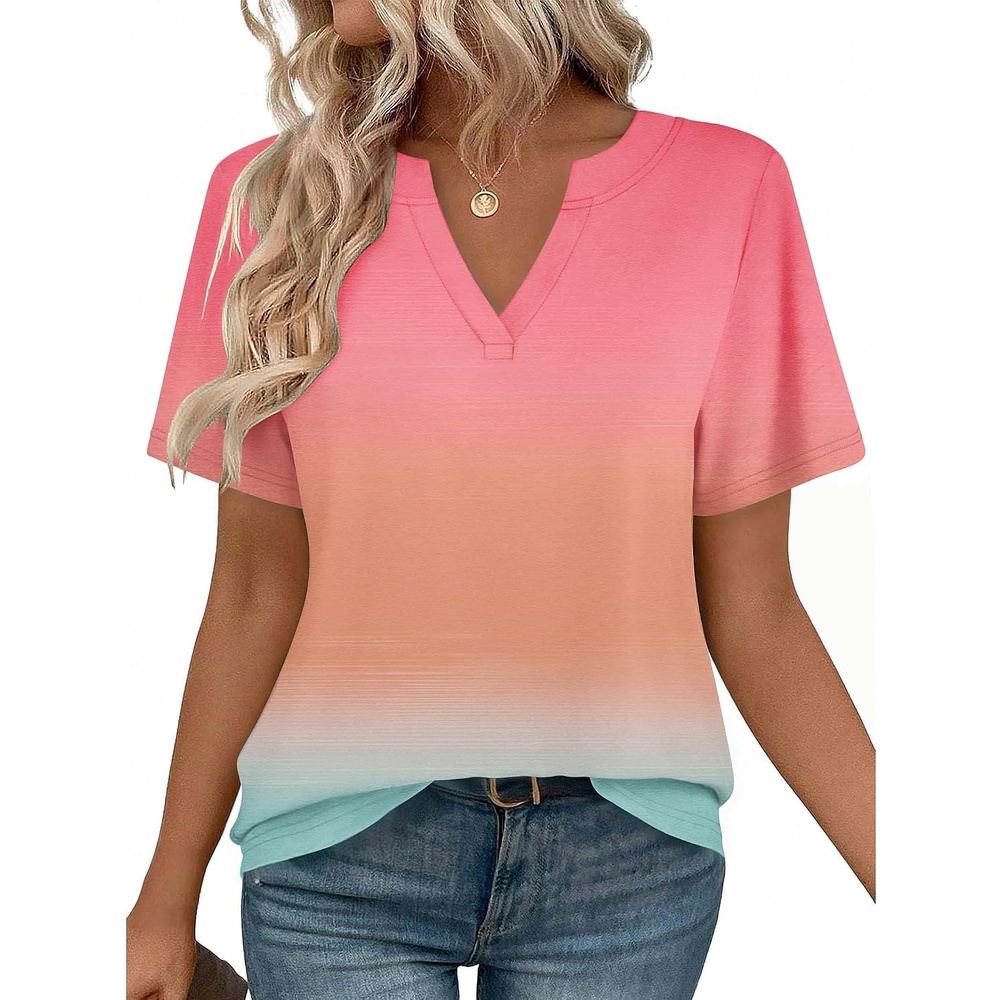 image:imageZeagoo Womens Tops Short Sleeve V Neck Tee Shirts Cute Dressy CasualPink Jb218