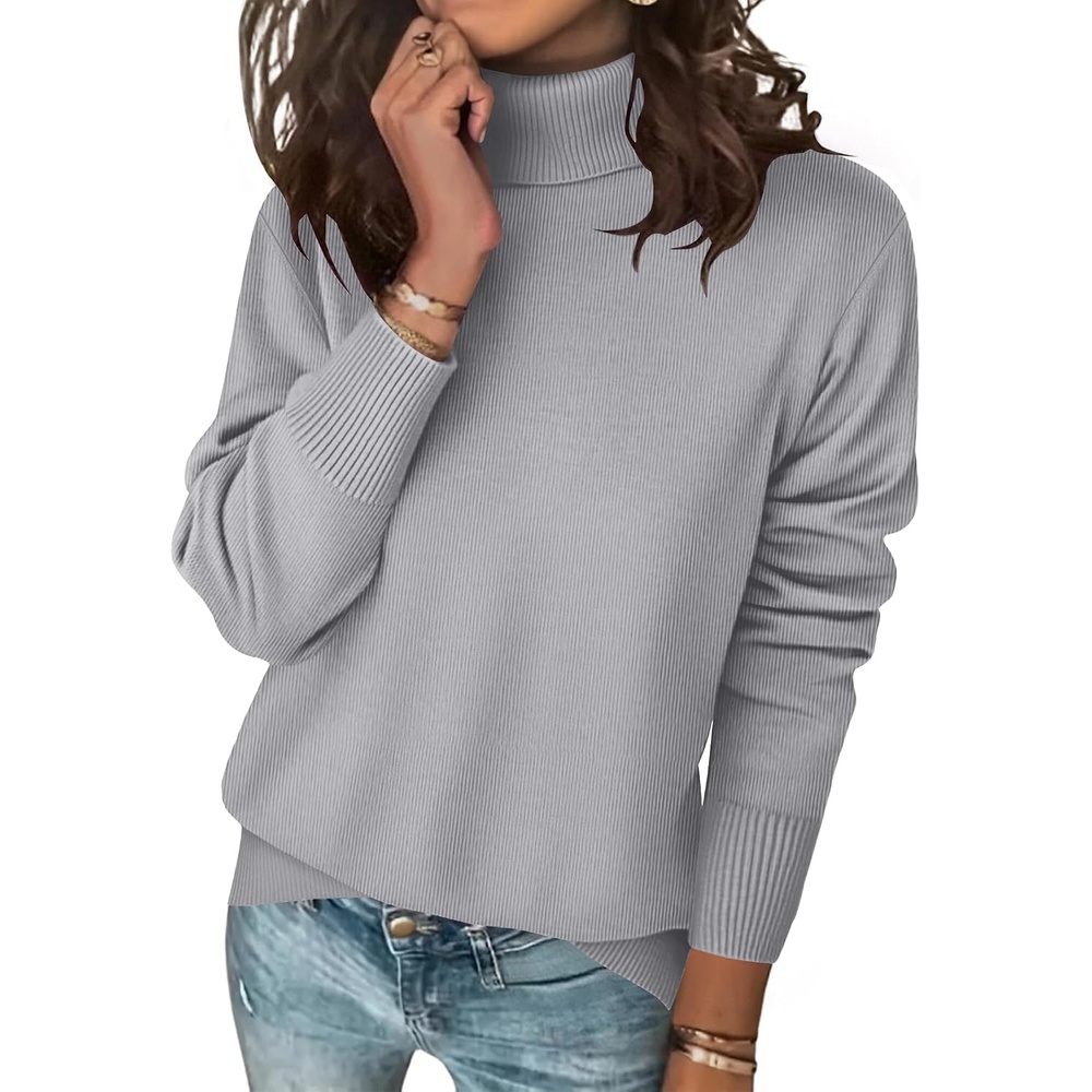 image:imageZeagoo Womens Turtleneck Sweater Long Sleeve Casual Knit Pullover Top 2026Light Grey
