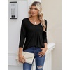 Zeagoo 3/4 Sleeve Tops for Women Crew Neck Blouses Pleated Casual Shirts Fall Work Clothes 2026(Black)