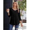 Zeagoo 3/4 Sleeve Tops for Women Crew Neck Blouses Pleated Casual Shirts Fall Work Clothes 2026(Black)
